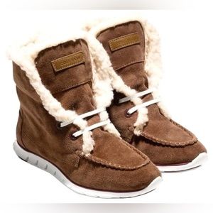 Cole Haan Women's Brown ZeroGrand Waterproof Shearling Fur Boots